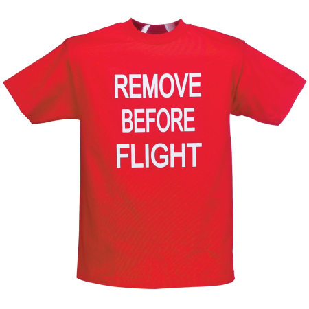 T-SHIRT REMOVE BEFORE FLIGHT RED (3) LARGE