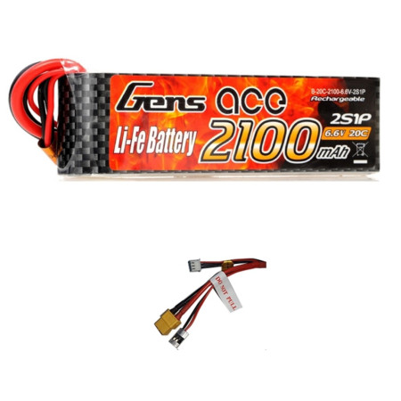 GENS ACE 6.6V 2100MAH 20C LIFE FUTABA/XT60 B-20C-2100-6.6V-2S1P