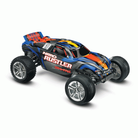 CARRO TRAXXAS 1/10 NITRO RUSTLER 2WD RTR TQI TSM BLUE 44096-3
