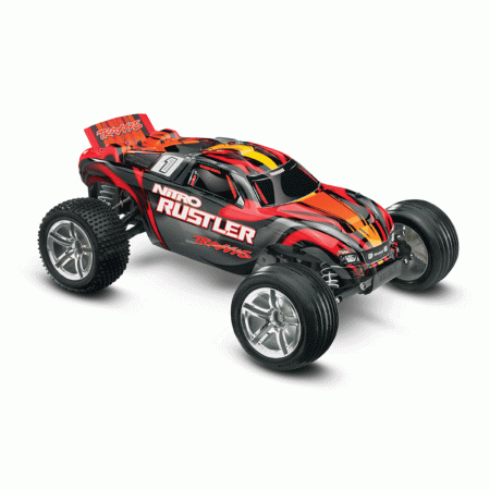 CARRO TRAXXAS 1/10 NITRO RUSTLER 2WD RTR TQI TSM RED 44096-3