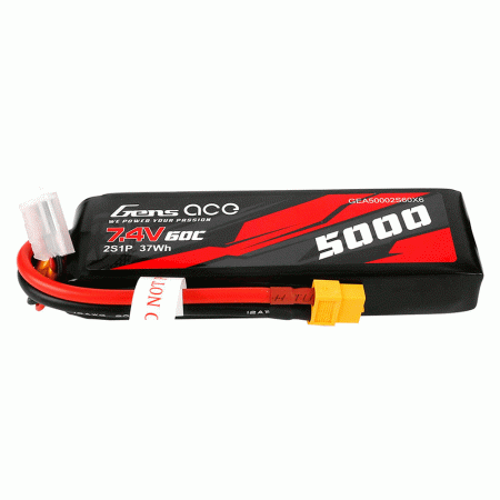 GENS ACE 7.4V 5000MAH 2S 60C SHORT-SIZE XT60