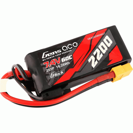 GENS ACE 7.4V 2200MAH 60C 2S G-TECH LIPO XT60 PLUG