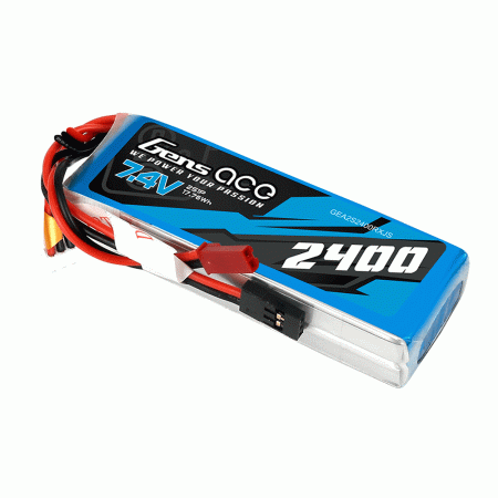 GENS ACE 7.4V 2400MAH 2S RX LIPO JST-SYP PLUG (FUTABA)