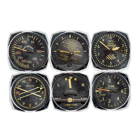 GIFT - TRINTEC COASTER SET 6-PIECE VINTAGE INSTRUMENTS ACRYLIC 9045AC