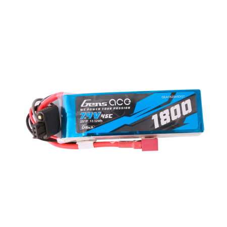 GENS ACE 7.4V 1800MAH 45C 2S G-TECH LIPO DEANS PLUG