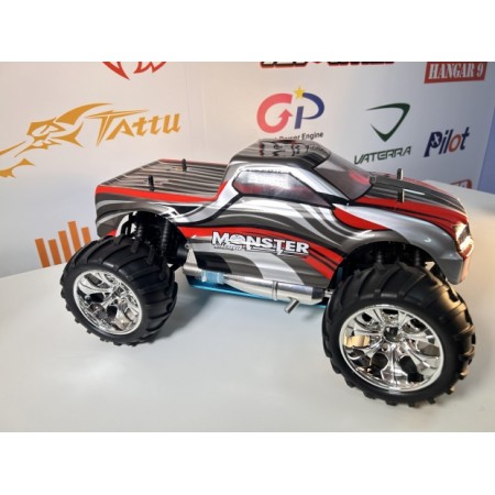 CARRO HIMOTO 1/10 ELDORADA TRUCK .18 NITRO 4WS SILVER/RED HI6101