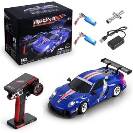 CARRO WLTOYS 1/28 DRIFT RACING 30KM W/LEDS 4WD BLUE 284019-A