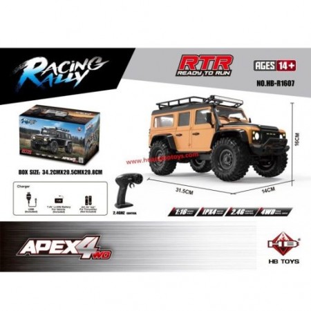 CARRO HB TOYS 1/16 JEEP DEFENDER 10KM 4WD YELLOW HB-R1607