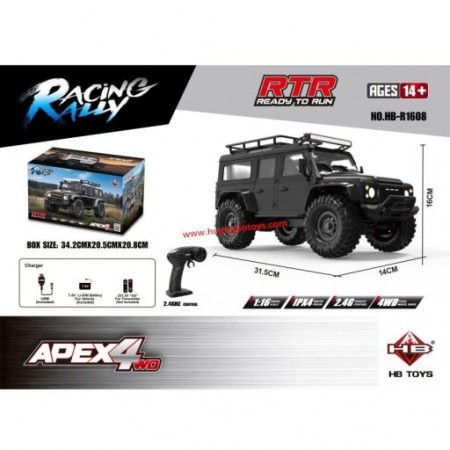 CARRO HB TOYS 1/16 JEEP DEFENDER 10KM 4WD BLACK HB-R1608